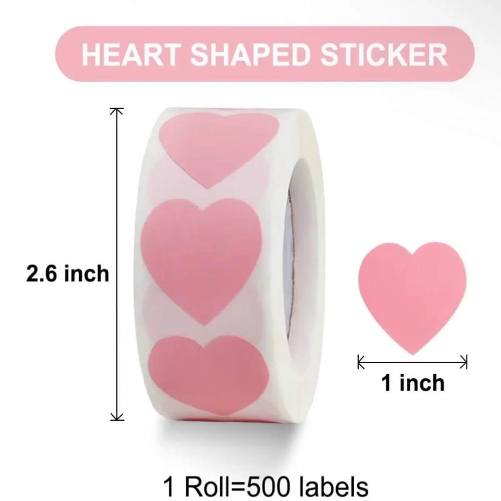 BUYNOW✨1Roll✨ 1” 500 Heart-Shaped Sticker Roll